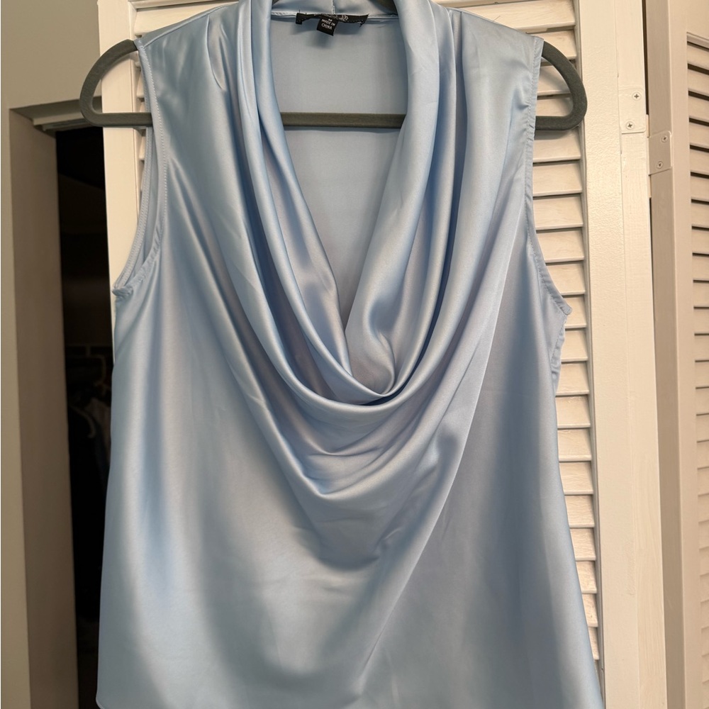 Elegant Sky Blue Sleeveless Blouse